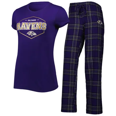 Baltimore Ravens Concepts Sport Women's Plus Badge T-Shirt & Pants Sleep Set - Purple/Black