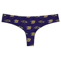 Women's Concepts Sport Purple Baltimore Ravens Record Allover Print Knit Thong