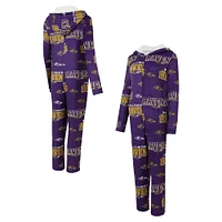 Combinaison de sport violette à imprimé intégral en micropolaire et fermeture éclair intégrale pour femme Concepts Baltimore Ravens Roadway Union