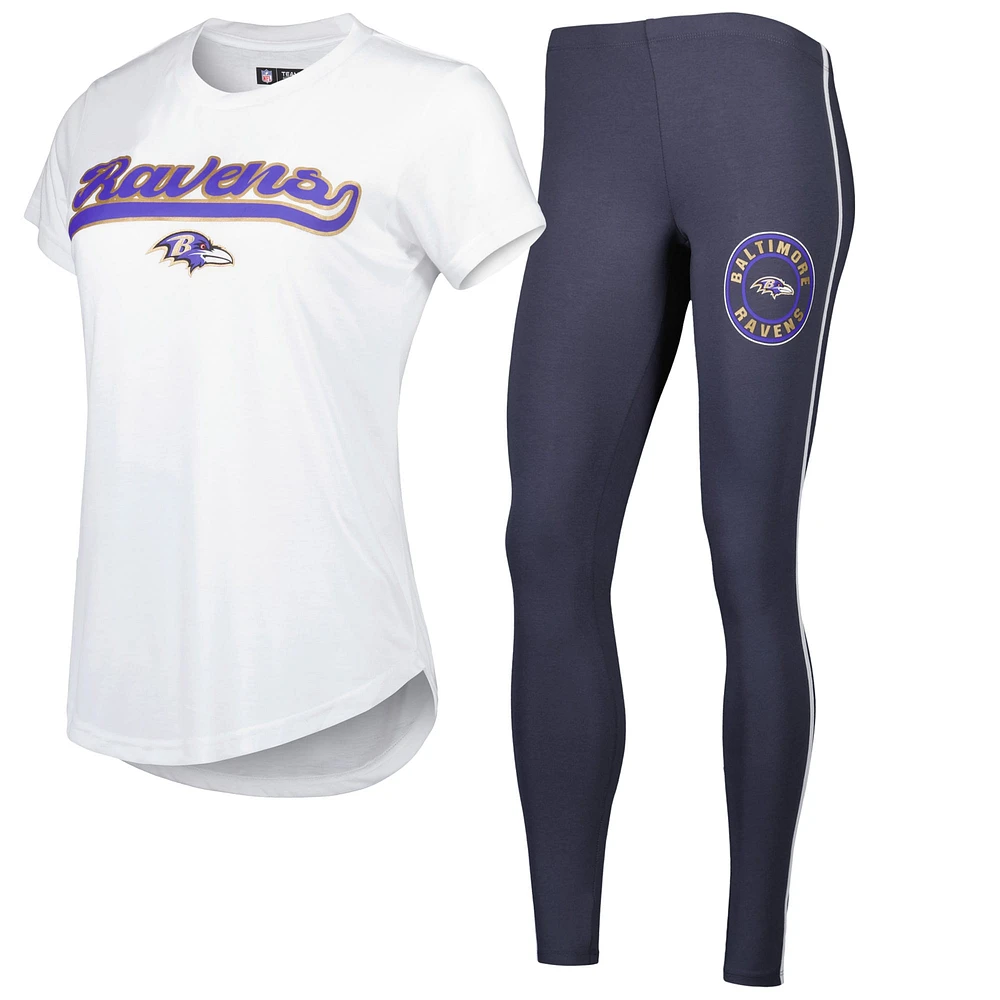 Ensemble de pyjama et legging Concepts Sport Blanc/Anthracite Baltimore Ravens Sonata pour femme