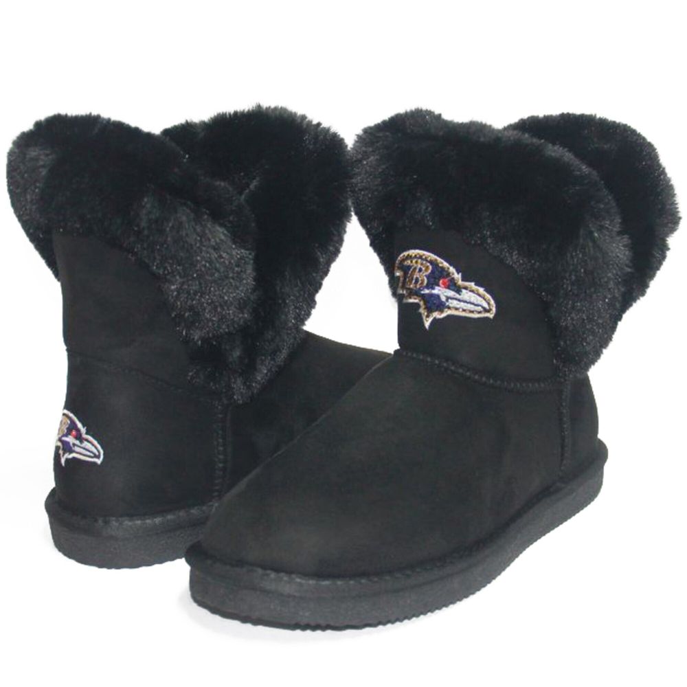 Women's Cuce Black Baltimore Ravens Faux Fur Boots