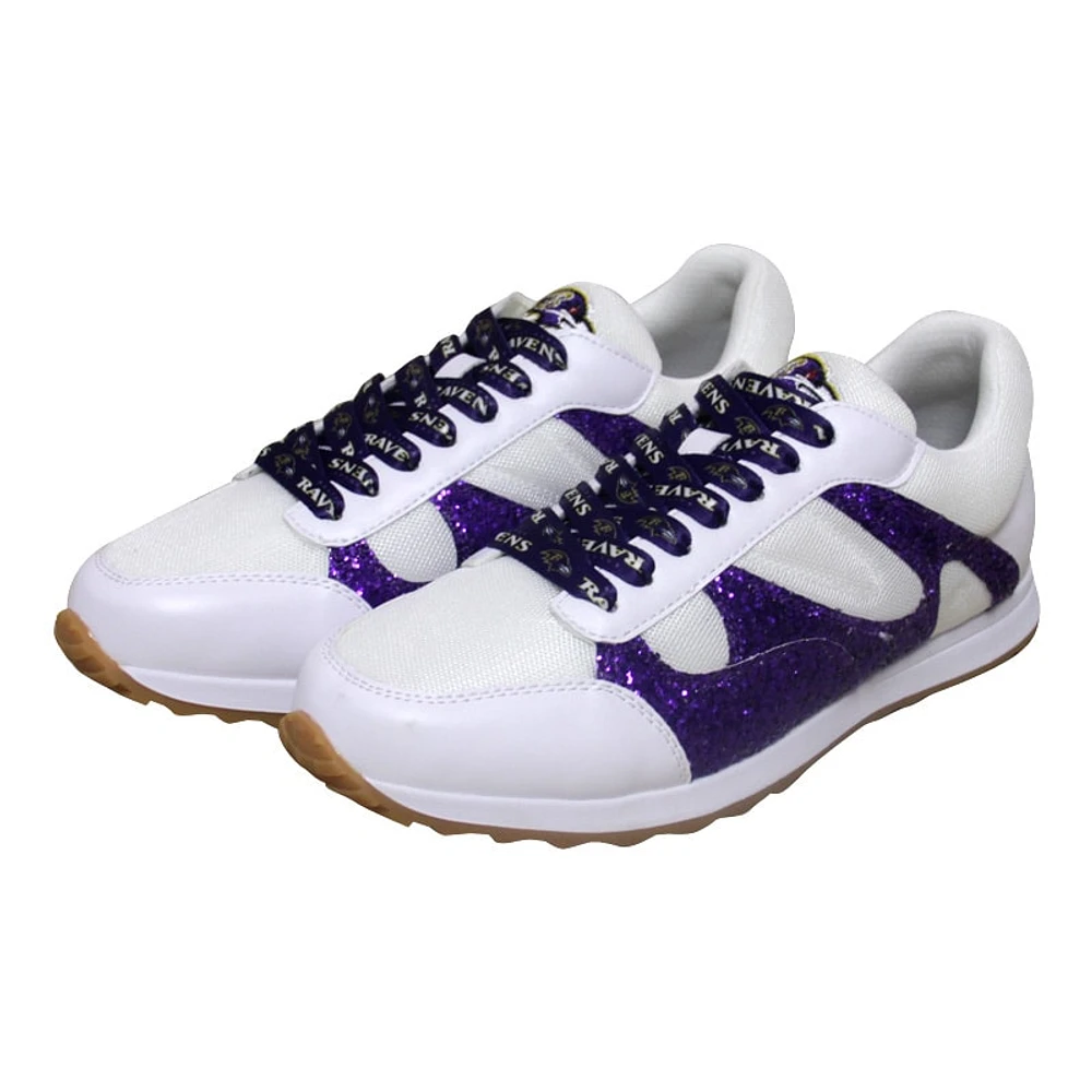 Cuce Baskets Baltimore Ravens scintillantes blanches pour femmes