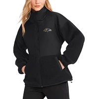 Women's DKNY Sport  Black Baltimore Ravens Drew Mixed Media Full-Zip Jacket