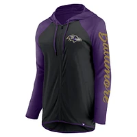 Women's Fanatics Black/Purple Baltimore Ravens Script Full-Zip Hoodie