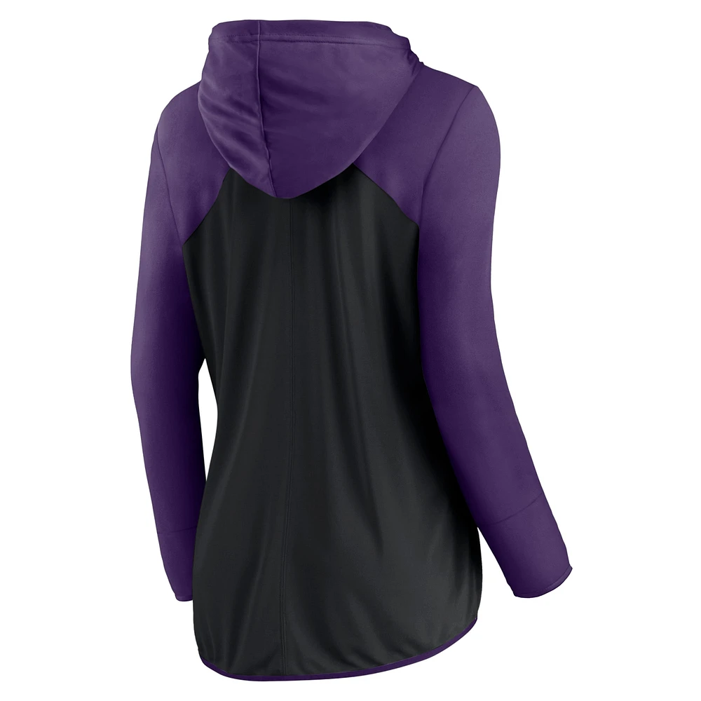 Women's Fanatics Black/Purple Baltimore Ravens Script Full-Zip Hoodie