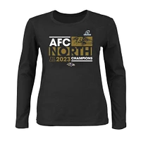 Fanatics pour femmes Noir Baltimore Ravens 2023 AFC Division Nord Champions Grande taille Conquer T-shirt à manches longues et col rond