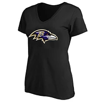 T-shirt col en V grande taille pour femme Fanatics Black Baltimore Ravens