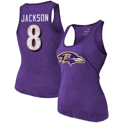 Majestic Threads Men's Lamar Jackson Cream, Black Baltimore Ravens Vintage-Inspired Player Name Number Raglan 3/4 Sleeve T-Shirt - Cream, Black