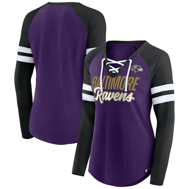 Women's Fanatics Branded Purple Minnesota Vikings Spirit Jersey Lace-Up V-Neck Long Sleeve T-Shirt