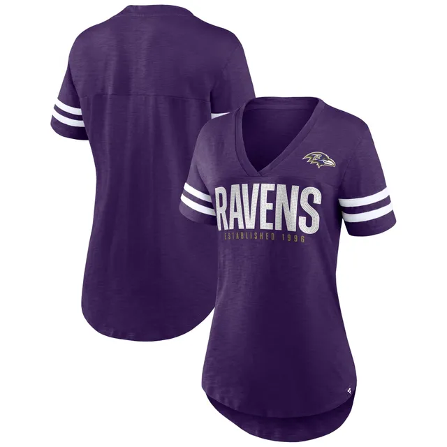 Women's Majestic White/Purple Baltimore Ravens Lace-Up V-Neck T-Shirt 