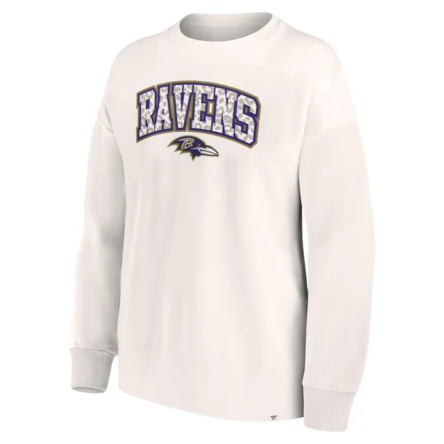 Fanatics Branded White Baltimore Ravens Leopard Team Pullover Sweatshirt