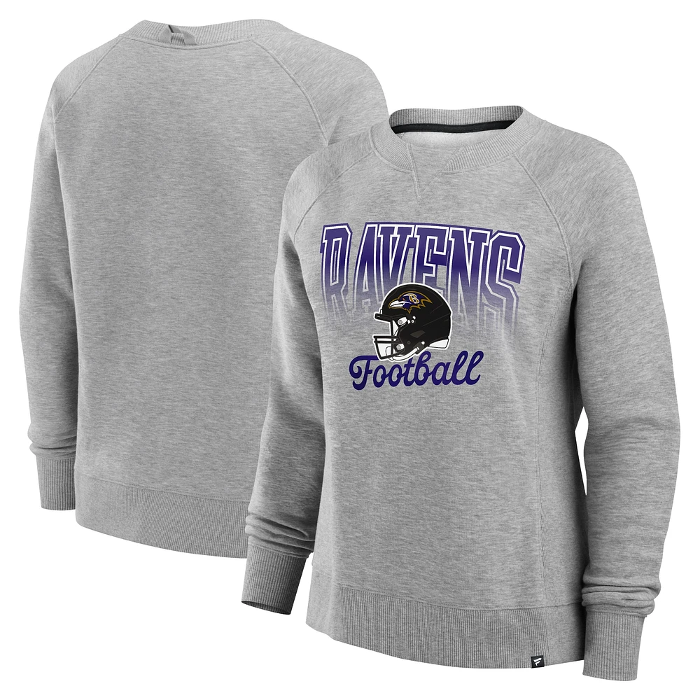 Women's Fanatics Heather Gray Baltimore Ravens Hit Hard Fleece Pullover Sweatshirt