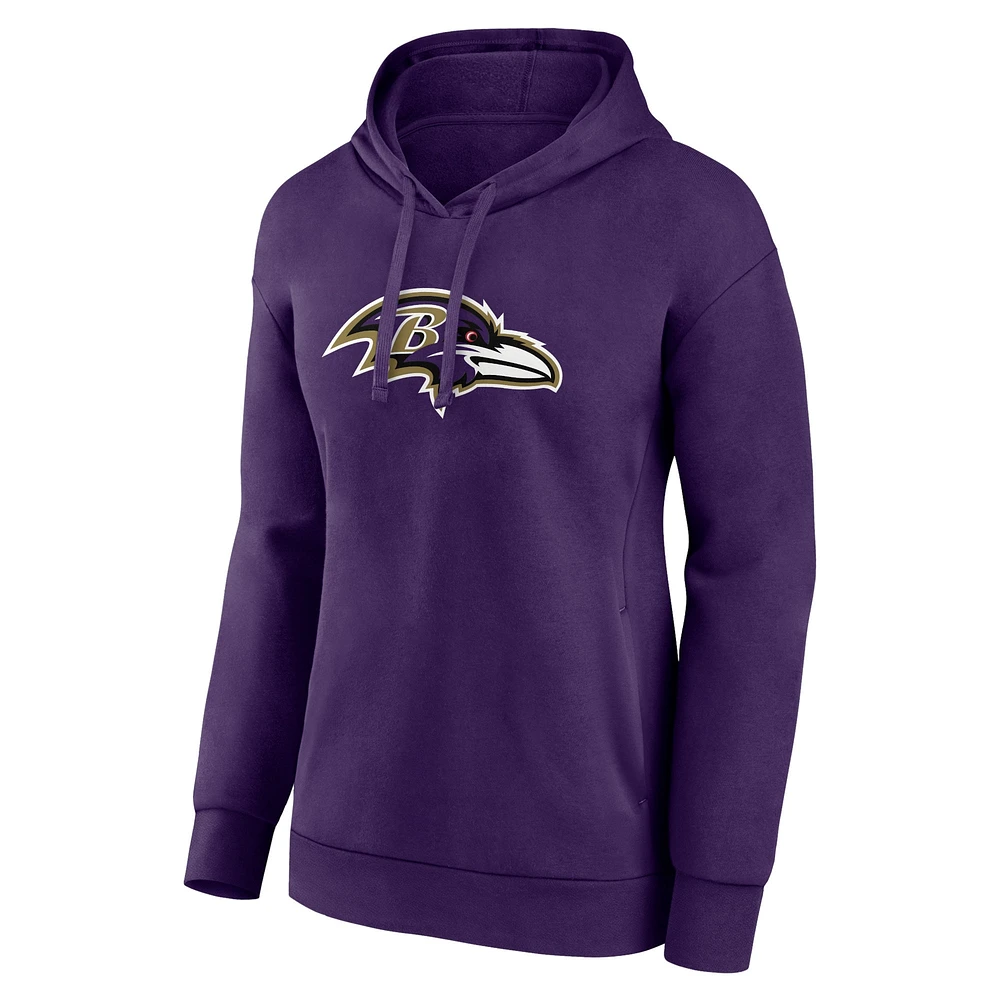 Women's Fanatics Lamar Jackson Purple Baltimore Ravens Player Icon Name & Number Pullover Hoodie