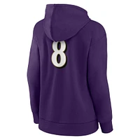 Women's Fanatics Lamar Jackson Purple Baltimore Ravens Player Icon Name & Number Pullover Hoodie