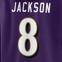 Women's Fanatics Lamar Jackson Purple Baltimore Ravens Player Icon Name & Number Pullover Hoodie