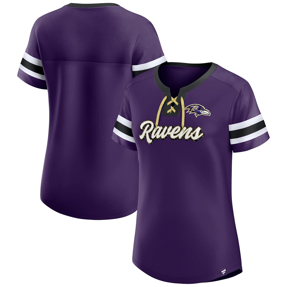 T-shirt à lacets Fanatics violet Baltimore Ravens Original State pour femmes