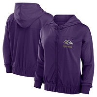 Sweat à capuche entièrement zippé Fanatics violet Baltimore Ravens Script Lock pour femmes