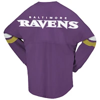 T-shirt à manches longues lacets et col en V jersey Fanatics Purple Baltimore Ravens Spirit pour femmes