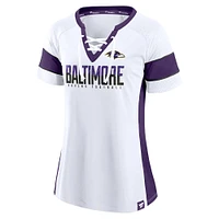Women's Fanatics  White Baltimore Ravens Athena Lace-Up V-Neck T-Shirt