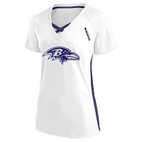 Women's Fanatics  White Baltimore Ravens Plus Glitter Lace-Up V- Neck T-Shirt