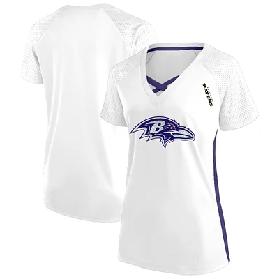 Women's Fanatics  White Baltimore Ravens Plus Glitter Lace-Up V- Neck T-Shirt