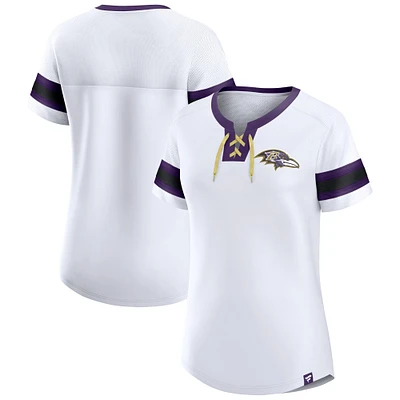 T-shirt à lacets Fanatics blanc Baltimore Ravens Sunday Best pour femmes