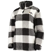 Veste pour femme G-III 4Her by Carl Banks Black Baltimore Ravens Sherpa Plaid Quarter-Zip