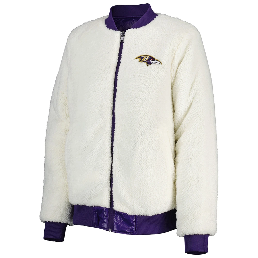 Veste réversible pour femme G-III 4Her by Carl Banks Oatmeal/Violet Baltimore Ravens Switchback Full-Zip