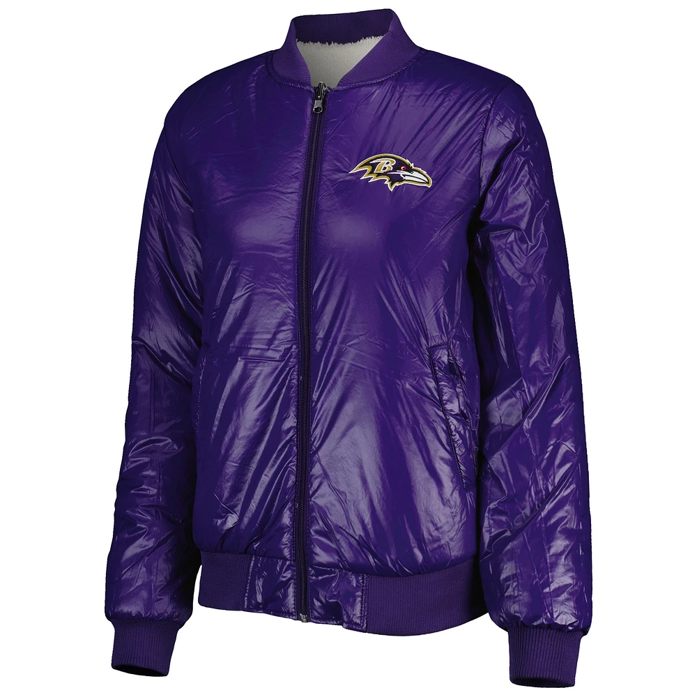 Veste réversible pour femme G-III 4Her by Carl Banks Oatmeal/Violet Baltimore Ravens Switchback Full-Zip