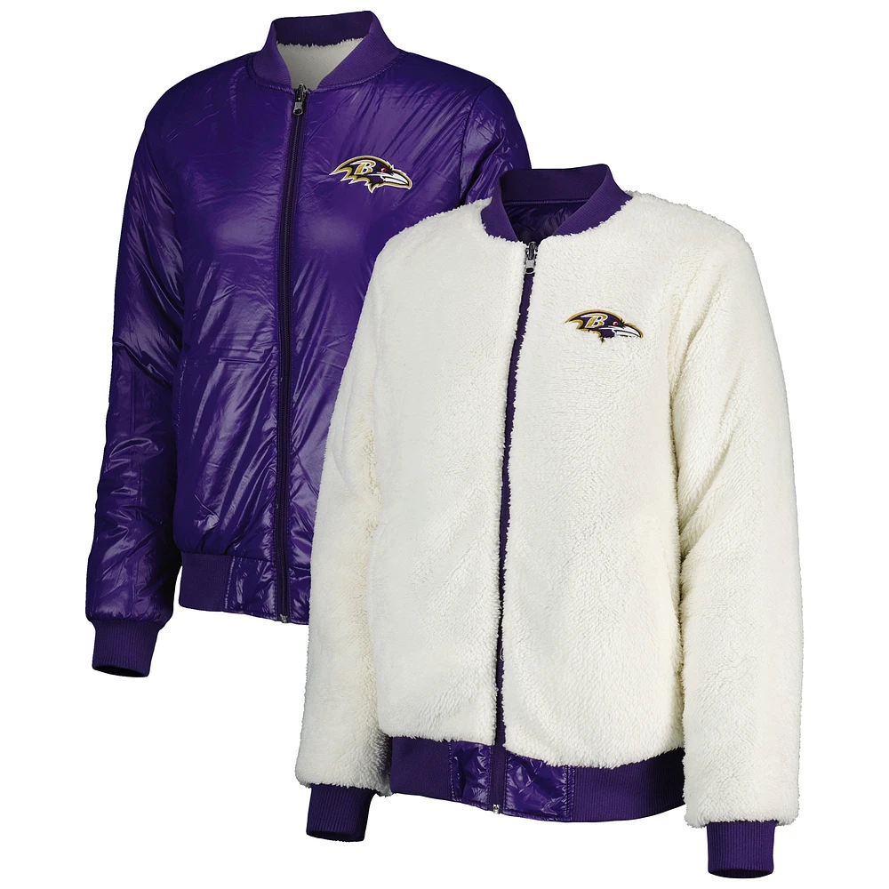 Veste réversible pour femme G-III 4Her by Carl Banks Oatmeal/Violet Baltimore Ravens Switchback Full-Zip