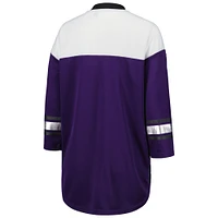 Women's G-III 4Her by Carl Banks Purple/White Baltimore Ravens Double Team 3/4-Sleeve Lace-Up T-Shirt