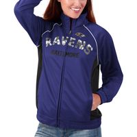 Women's G-III 4Her by Carl Banks Purple Baltimore Ravens Backfield Raglan - Full-Zip Track Jacket