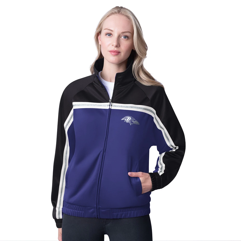 Veste de survêtement d'après-match entièrement zippée G-III 4Her par Carl Banks pour femme, violet, des Baltimore Ravens