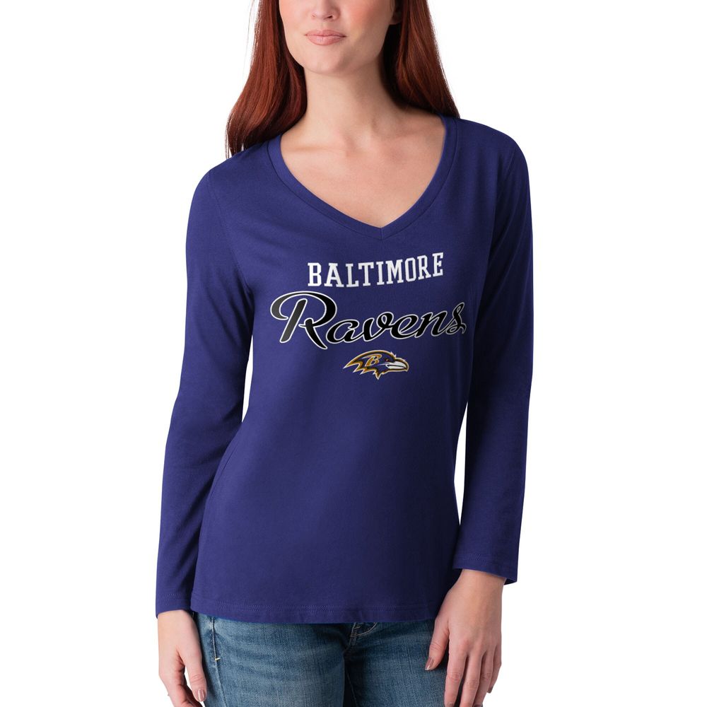 G-III 4Her by Carl Banks Purple Baltimore Ravens Post Season V-neck T-shirt  in Blue