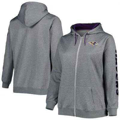 Baltimore Ravens Women's Plus Fleece Full-Zip Hoodie Jacket - Heather Charcoal