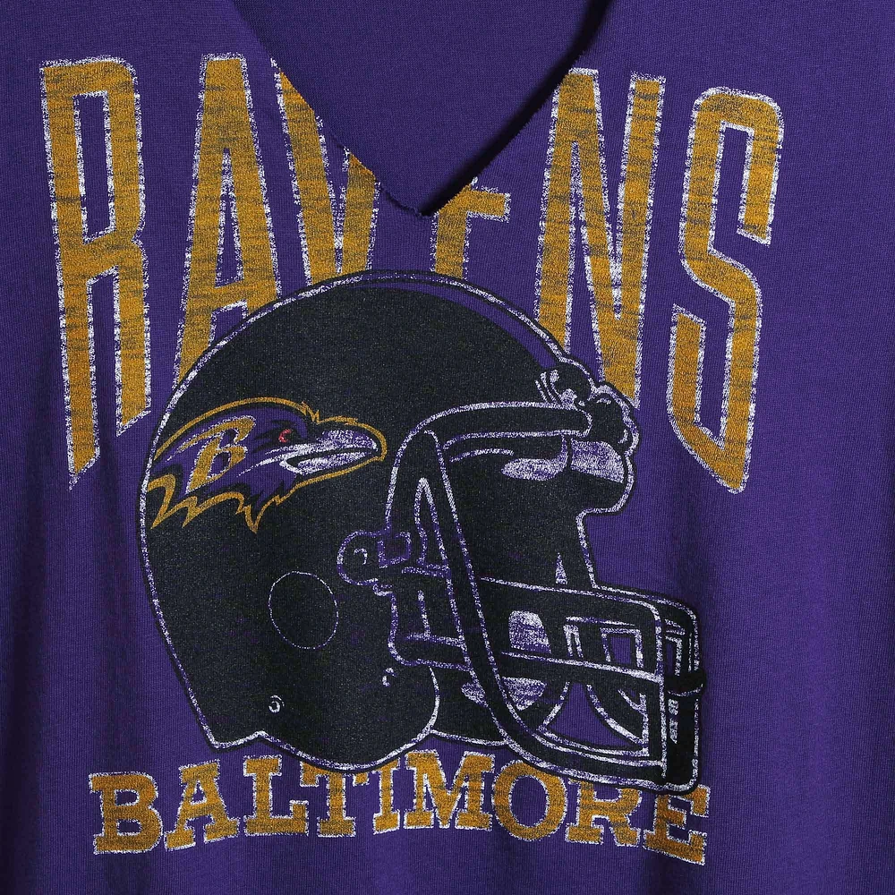 T-shirt à col en V découpé la mode des Ravens de Baltimore malbouffe pour femme