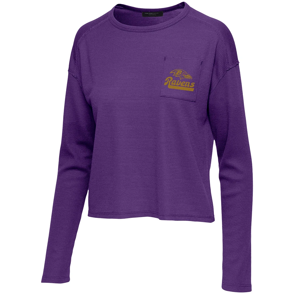 Women's Junk Food Purple Baltimore Ravens Pocket Thermal Long Sleeve T-Shirt