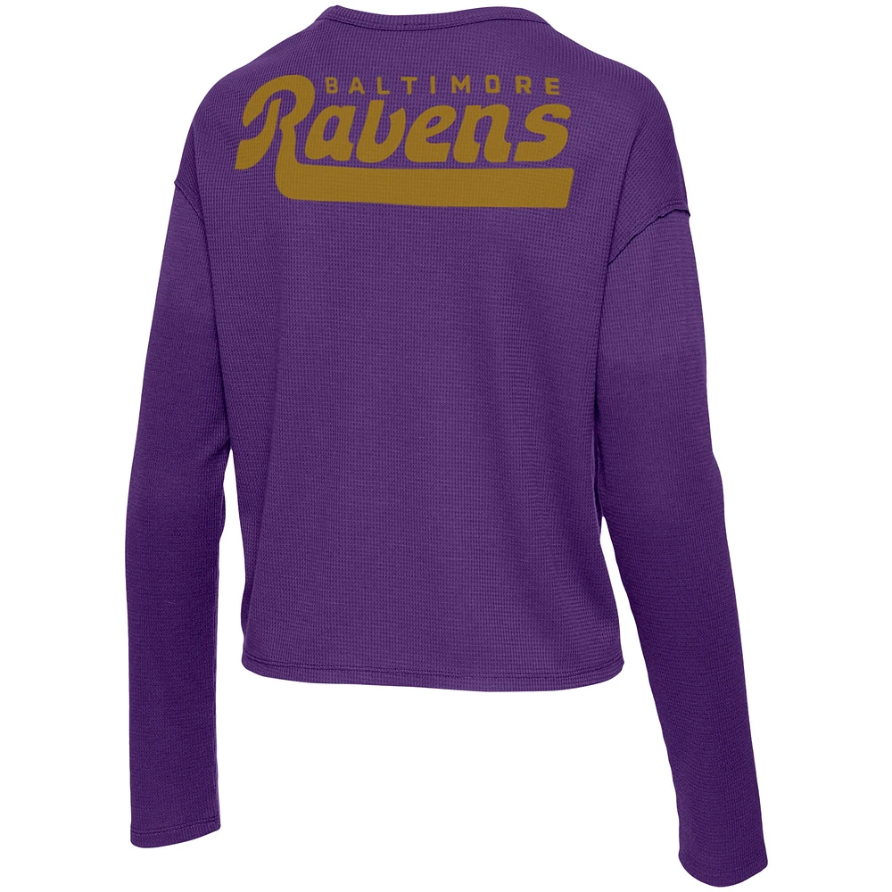 Women's Junk Food Purple Baltimore Ravens Pocket Thermal Long Sleeve T-Shirt