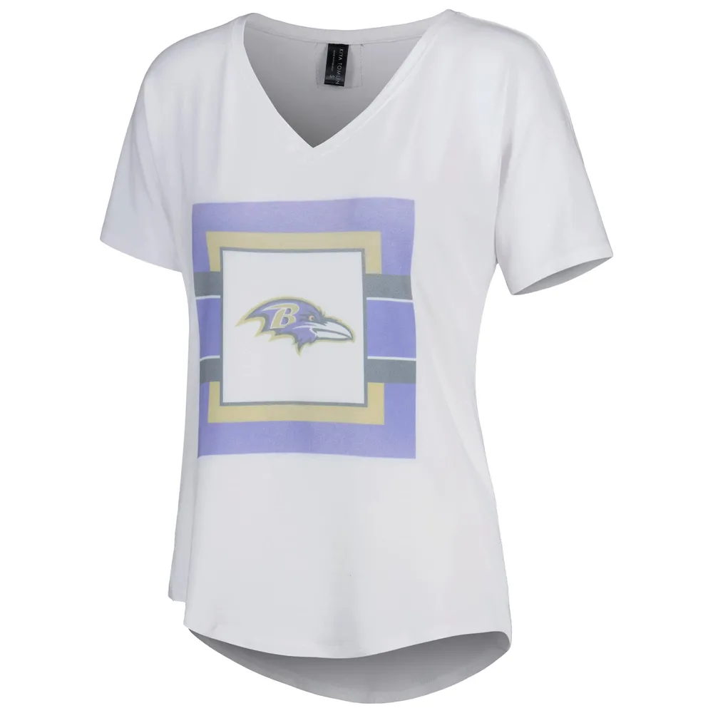 T-shirt à col en V blanc KIYA TOMLIN des Ravens de Baltimore pour femmes