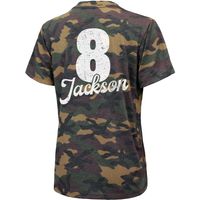 Majestic Threads Women's Majestic Threads Lamar Jackson Camo Baltimore  Ravens Name & Number V-Neck Tri-Blend T-Shirt