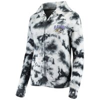 Women's New Era Black Baltimore Ravens Tie Dye Fleece Full-Zip Hoodie