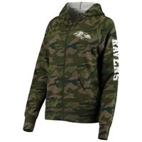 Women's New Era Camo Baltimore Ravens Raglan Full-Zip Hoodie