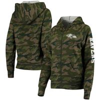 Women's New Era Camo Baltimore Ravens Raglan Full-Zip Hoodie