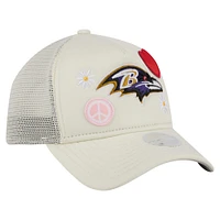 Women's New Era Cream Baltimore Ravens All Love 9FORTY Adjustable Trucker Hat