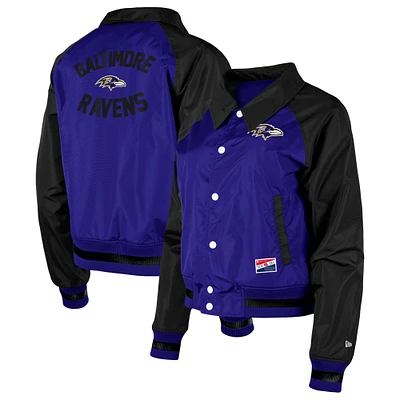 Blouson raglan à boutons-pression pour femmes Baltimore Ravens Coaches violet New Era