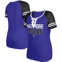 Women's New Era  Purple Baltimore Ravens Raglan Lace-Up T-Shirt