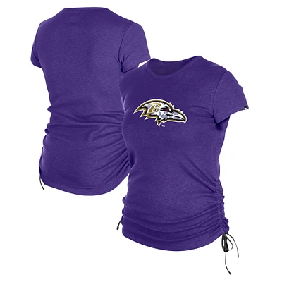 T-shirt violet froncé sur le côté des Ravens de Baltimore New Era pour femme