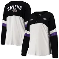 Women's New Era Purple Baltimore Ravens Plus Size Athletic Varsity Lace-Up V-Neck Long Sleeve T-Shirt