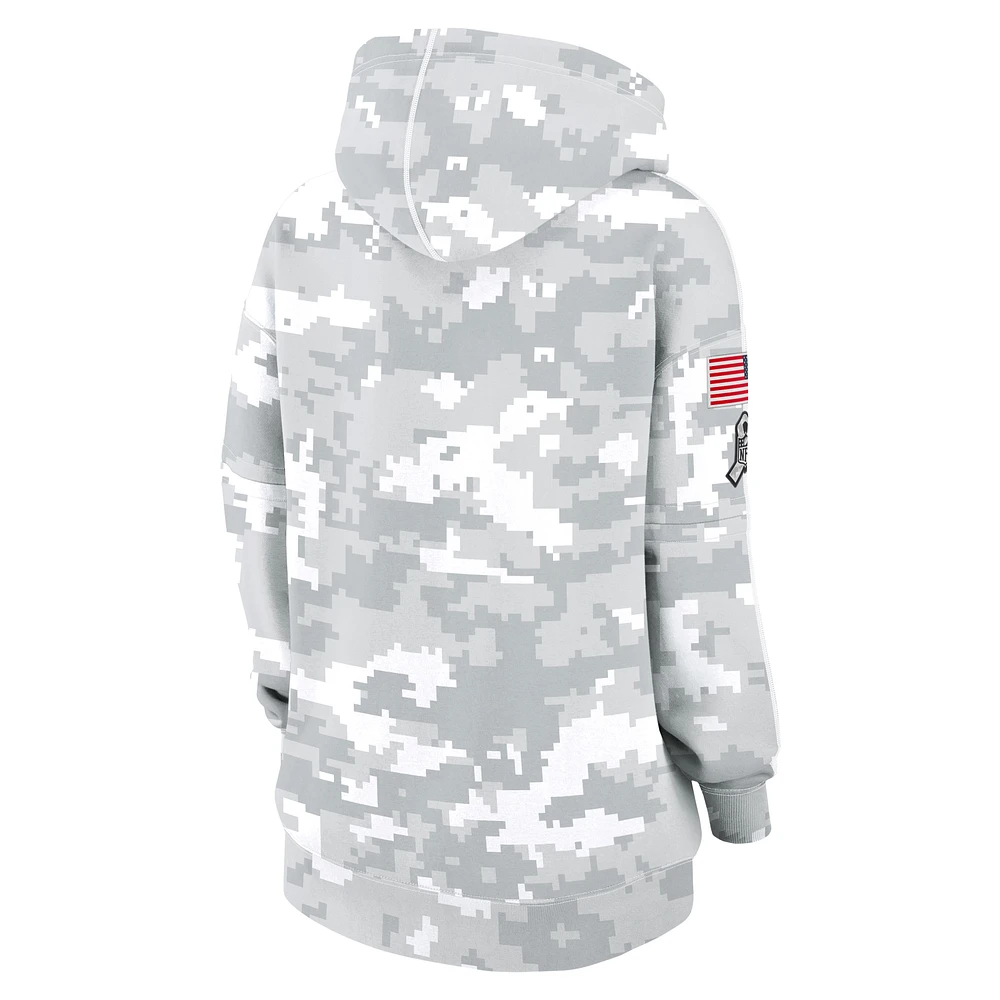 Women's Nike Arctic Camo Baltimore Ravens 2024 Salute To Service Club Fleece Oversized Pullover Hoodie