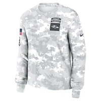 Women's Nike Arctic Camo Baltimore Ravens 2024 Salute To Service Performance Long Sleeve T-Shirt